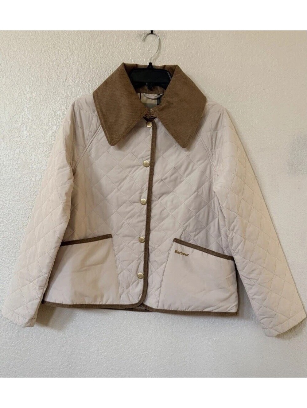 New Barbour Gosford Quilted Jacket In Ivory Size 6 $398